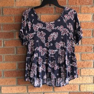 Cute grey and red floral shirt